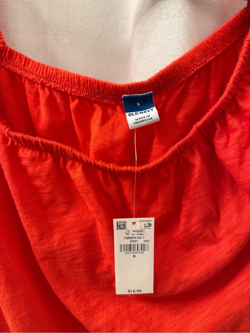 NWT Red Puff-Sleeve Square Neck Top